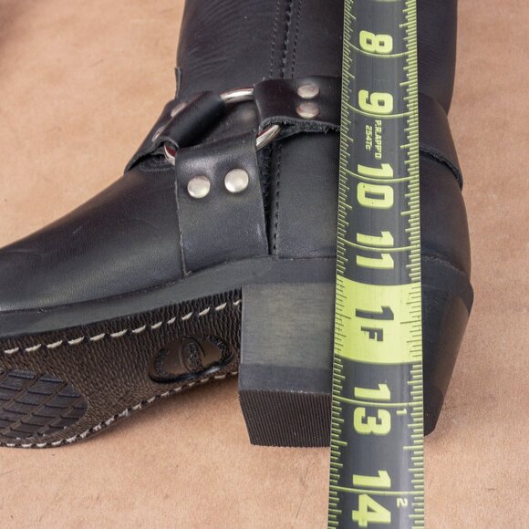 Frye Women Harness 12R Black Moto Biker Leather Mid Calf Boots 7M - Picture 7 of 9